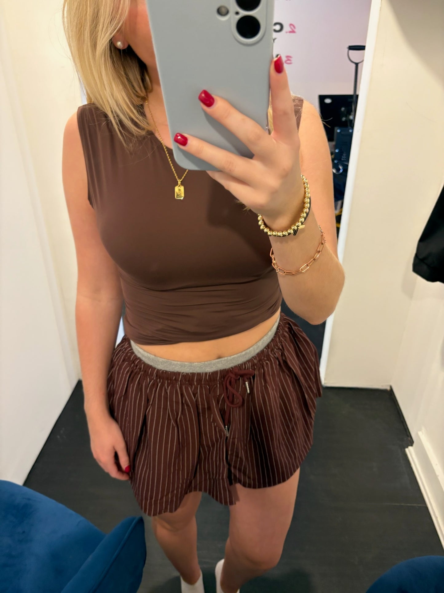 Maroon stripe skirt