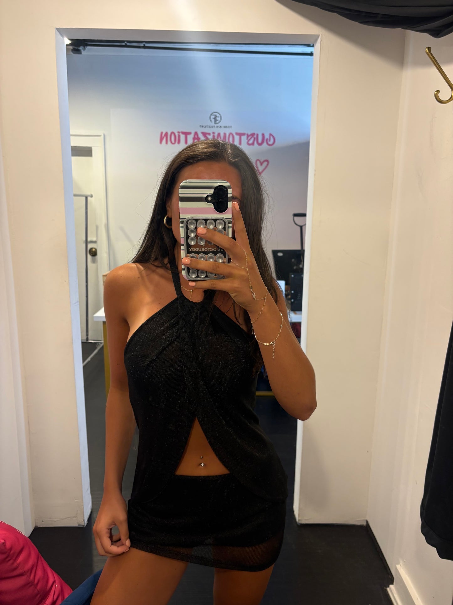 Black mesh top