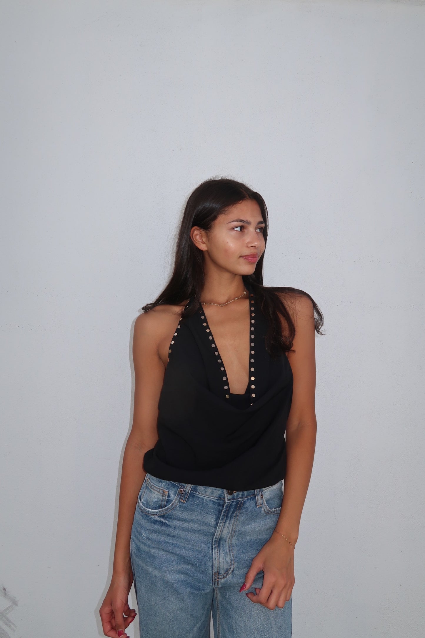 Black Top with Gold Dots