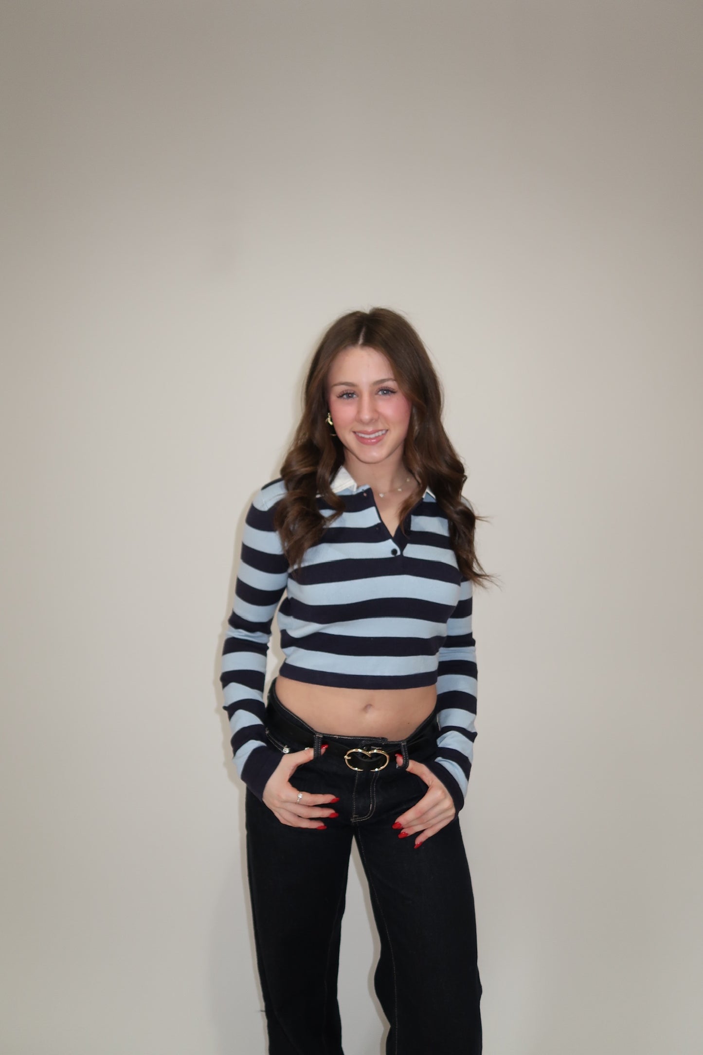 Sky Blue Striped polo top