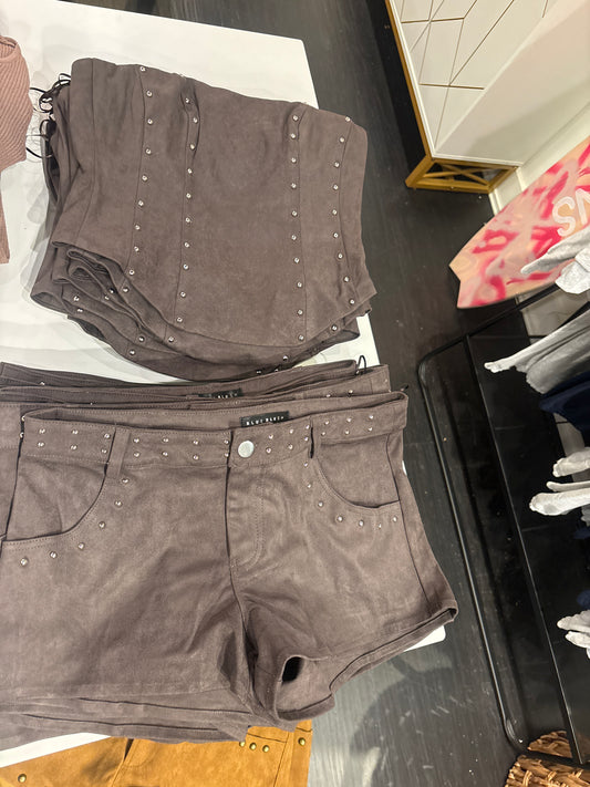 Brown suede diamond top