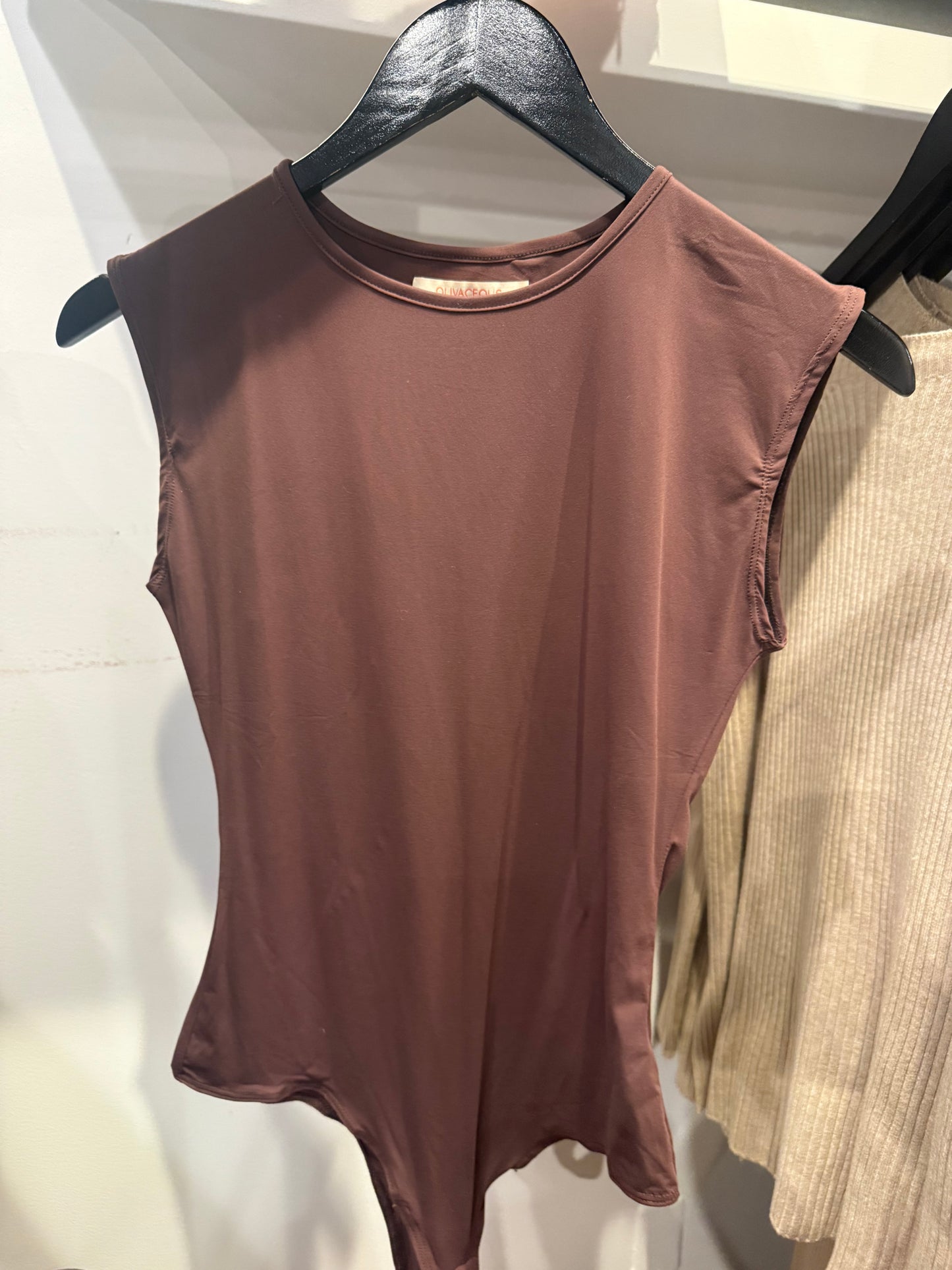 Brown short sleeve body suit