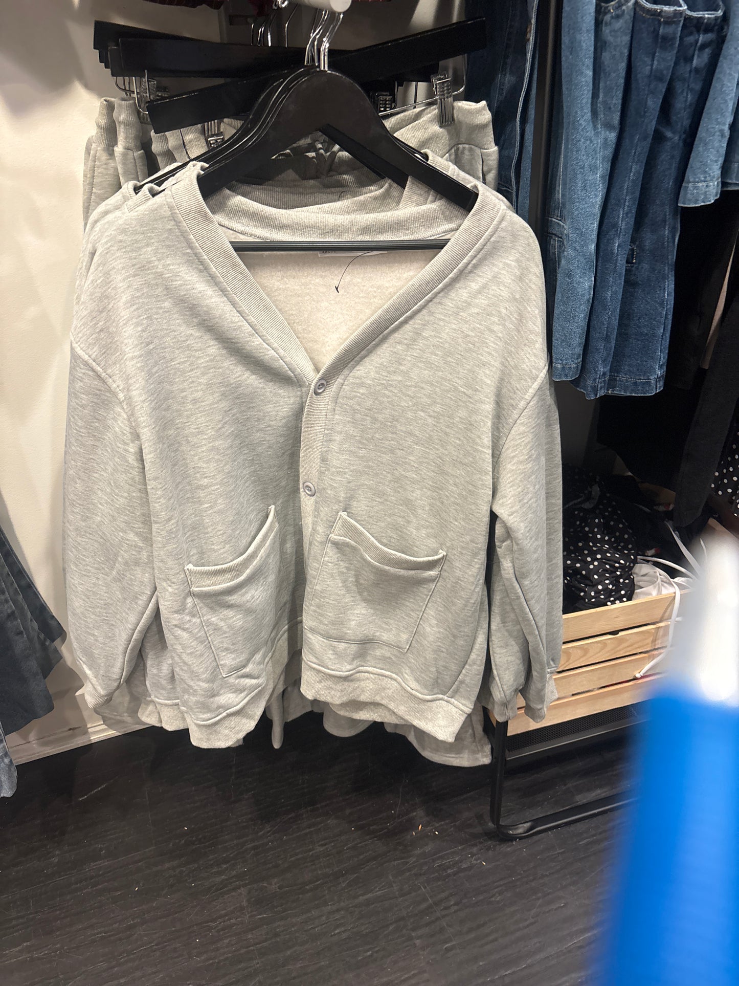 Grey V-neck sweatshirt set