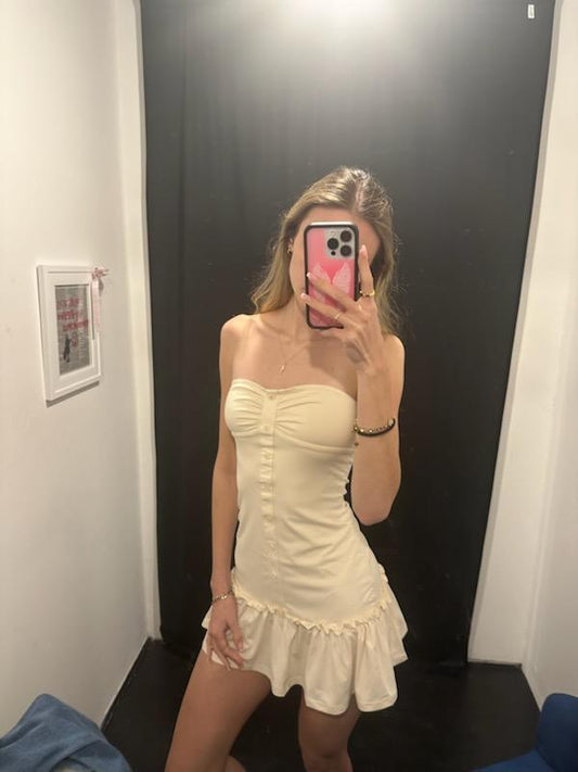 Cotton Ruffle strapless dress