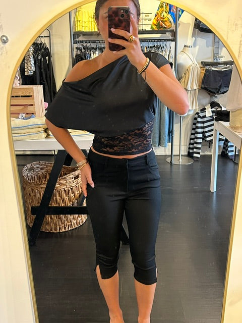Black lace off the shoulder top