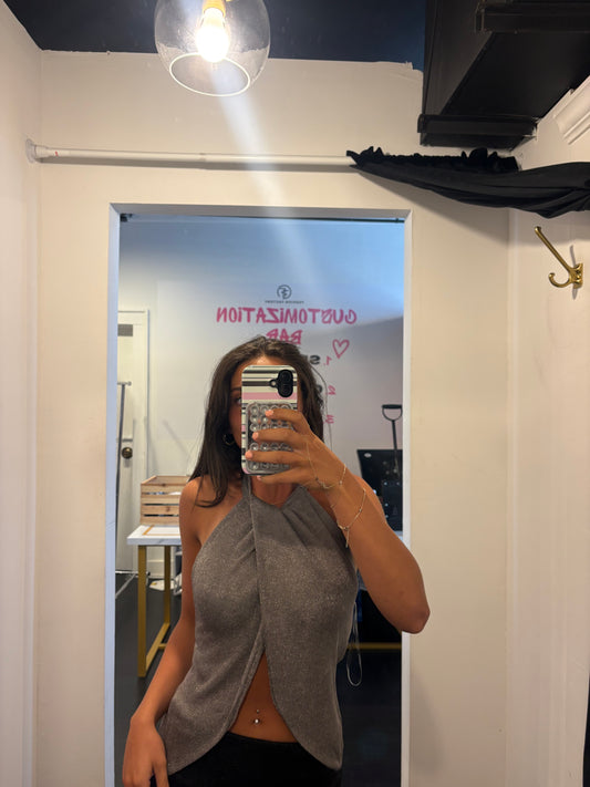 Grey Mesh Top