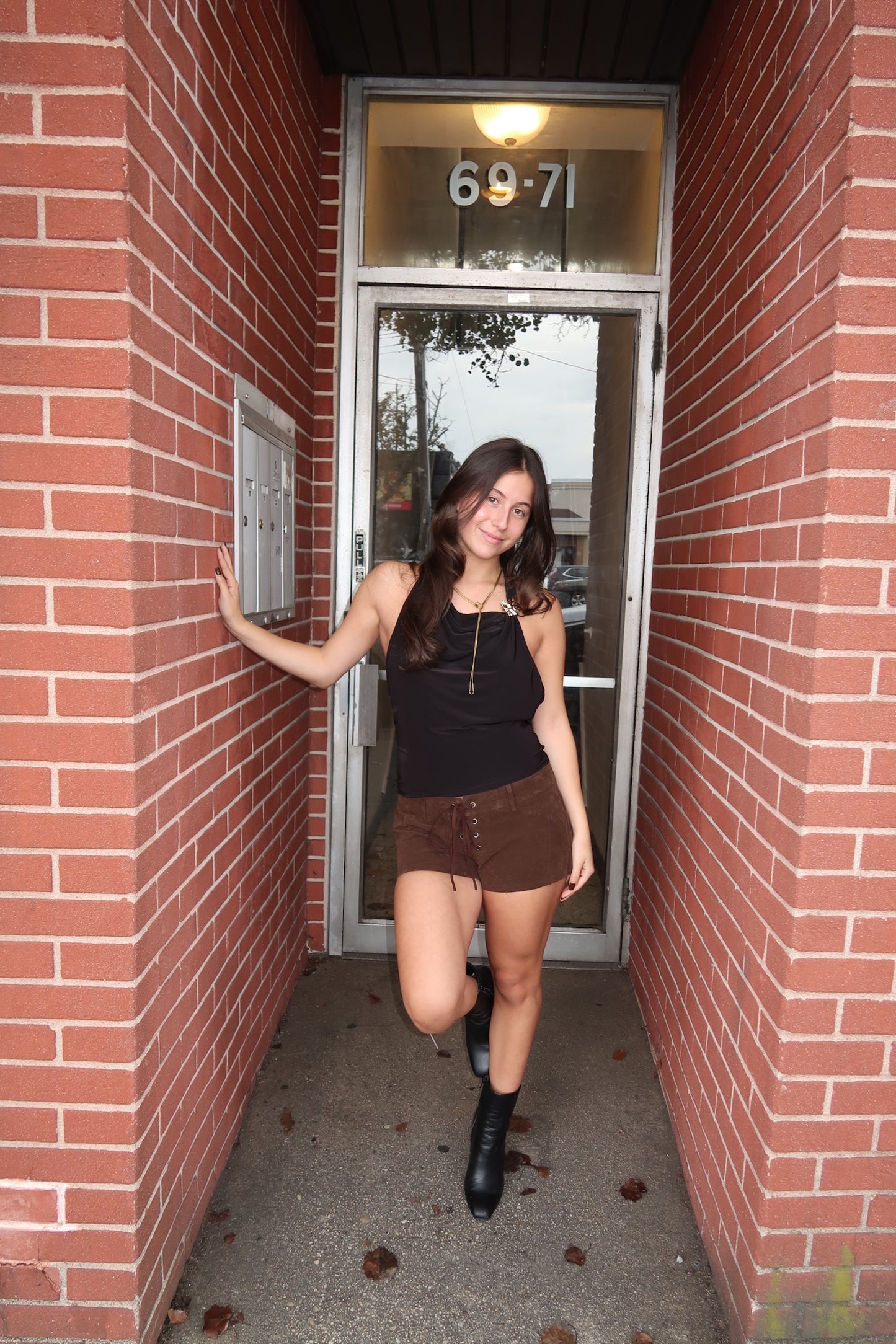 Brown Micro Tie Shorts