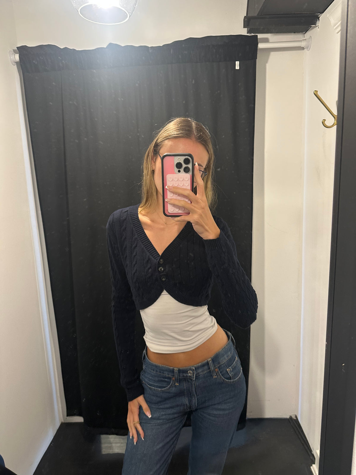 Crop Navy cardigan
