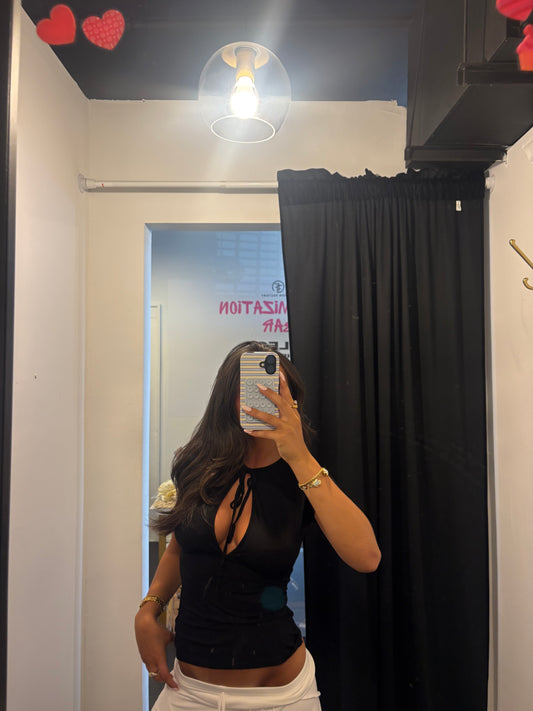 Black Peek-a-Boo Top