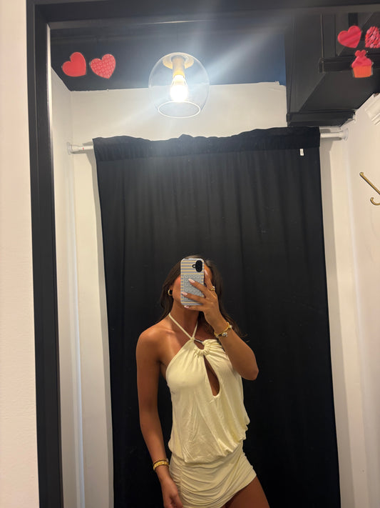 Yellow halter neck dress