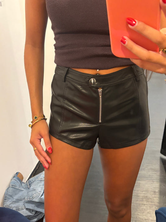 Black Leather Micro Shorts