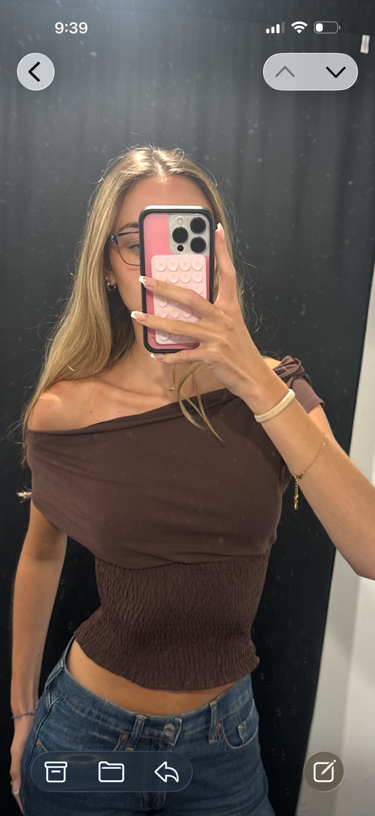 Brown off the shoulder