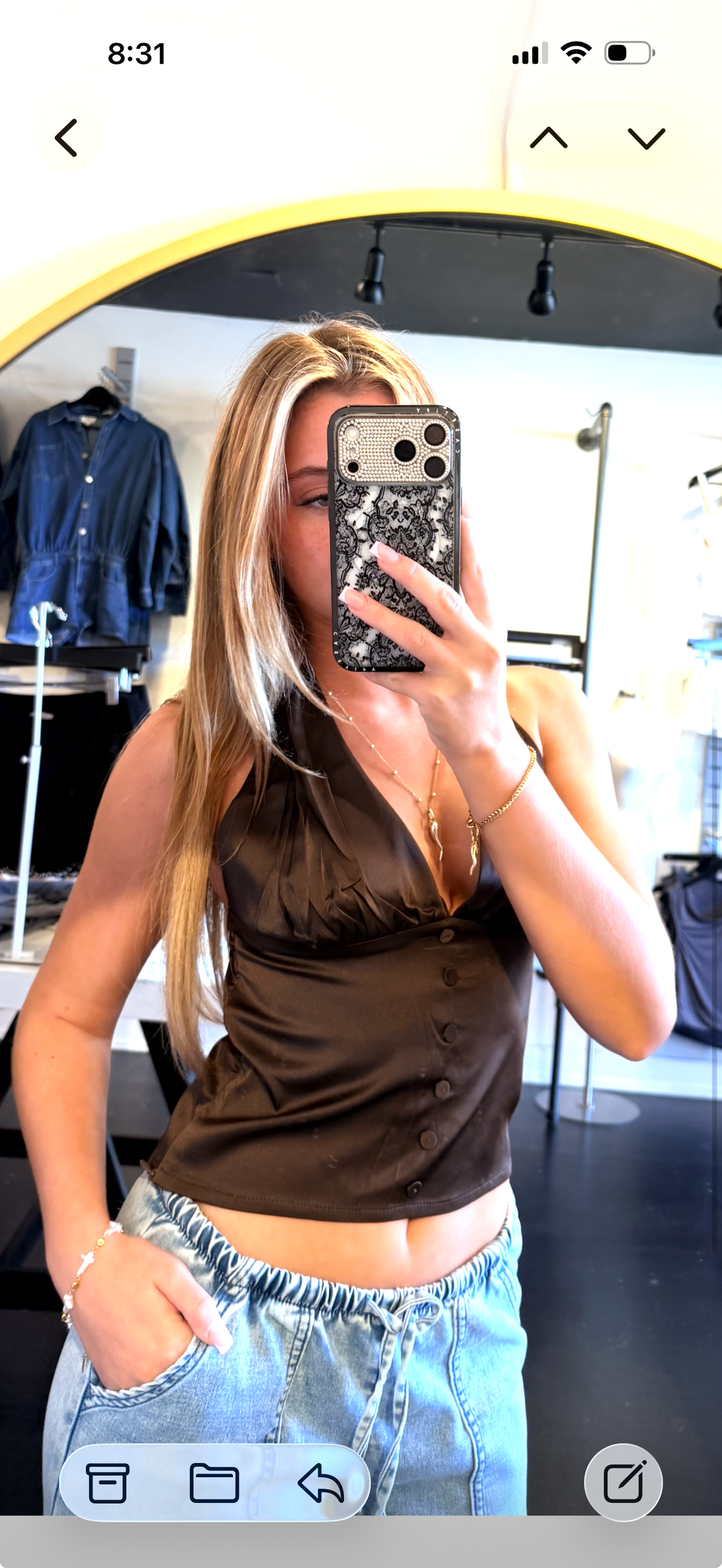 Satin button down